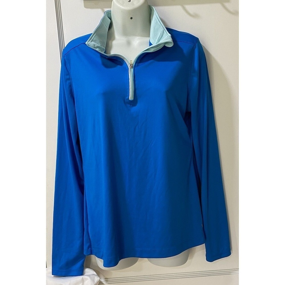 Danskin Now Pullover Top Blue Jacket Women's Semi-fitted Large 1/4 Zip EUC
